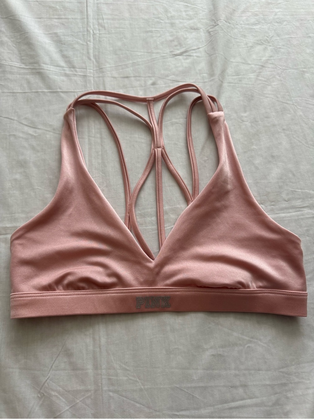 PINK Victoria's Secret Light Pink Strappy V-Neck Bralette